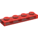 LEGO Doorzichtig Rood Plaat 1 x 4 (3710)