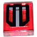 LEGO Transparent Red Tile 1 x 1 with Black Lines and Gray Filling Sticker with Groove (3070)