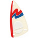 LEGO Transparent Windsurfer Sail 6 x 12 with Blue and Red Waves and Red Side Stripe Decoration