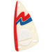 LEGO Transparant Windsurfer Zeil 6 x 12 met Blauw en Rood Golven en Rood Kant Streep Decoratie