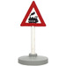 LEGO Triangular Roadsign with train crossing (left) pattern with base Type 2