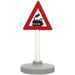 LEGO Triangular Roadsign with train crossing (left) pattern with Base Type 2