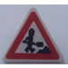 LEGO Triangular Sign with Man with Shovel Sticker with Split Clip (30259)