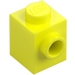 LEGO Lysande Gul Kloss 1 x 1 med Knopp på Ett Sida (87087)