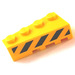 LEGO Cuña Ladrillo 2 x 4 Izquierda con Amarillo y Negro Danger Rayas Pegatina (41768)