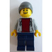 LEGO Wheelchair Minifigure met Hoodie en Dark Rood Shirt