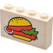 LEGO White Assembly with Hamburger Sticker
