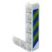 LEGO Weiß Strahl 3 x 5 Gebogen 90 Grad, 3 und 5 Löcher mit Blau und Lime Streifen (Links) Aufkleber (32526)