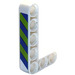 LEGO Weiß Strahl 3 x 5 Gebogen 90 Grad, 3 und 5 Löcher mit Blau und Lime Streifen Recht Aufkleber (32526)