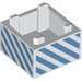 LEGO Weiß Box 2 x 2 mit Blau Diagonal Streifen (38361 / 59121)