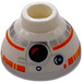 LEGO White Brick 1.5 x 1.5 x 0.7 Round Dome Hat with BB-8 Head with Large Photoreceptor (37840)