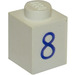 LEGO White Brick 1 x 1 with Blue &quot;8&quot; (3005)