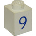 LEGO White Brick 1 x 1 with Blue &quot;9&quot; (3005)
