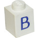 LEGO White Brick 1 x 1 with Blue &#039;B&#039; (3005)