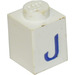 LEGO White Brick 1 x 1 with Blue &quot;J&quot; (3005)