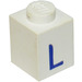 LEGO White Brick 1 x 1 with Blue &quot;L&quot; (3005)