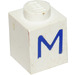 LEGO White Brick 1 x 1 with Blue &quot;M&quot; (3005)