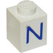 LEGO blanc Brique 1 x 1 avec Bleu &quot;N&quot; (3005)
