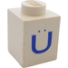 LEGO White Brick 1 x 1 with Blue &quot;U&quot; with Umlaut (3005)