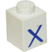 LEGO White Brick 1 x 1 with Blue &quot;X&quot; (3005)