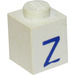 LEGO White Brick 1 x 1 with Blue &quot;Z&quot; (3005)