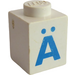 LEGO White Brick 1 x 1 with Bold Blue &quot;A&quot; with Umlaut (3005)