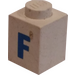 LEGO White Brick 1 x 1 with Bold Blue "F" (3005)