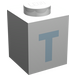 LEGO White Brick 1 x 1 with Bold Blue "T" (3005)