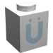 LEGO White Brick 1 x 1 with Bold Blue "U" with Umlaut (3005)