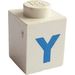 LEGO White Brick 1 x 1 with Bold Blue &quot;Y&quot; (3005)