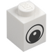 LEGO White Brick 1 x 1 with Eye with White Spot on Pupil (88394 / 88395)