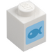 LEGO Blanc Brique 1 x 1 avec Poisson (3005 / 106570)