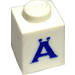 LEGO White Brick 1 x 1 with Serif Blue &#039;Ä&#039;  (3005)