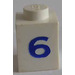 LEGO Bianco Mattoncino 1 x 1 con Serif Blu &quot;6&quot; (3005)