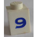 LEGO White Brick 1 x 1 with Serif Blue &quot;9&quot; (3005)