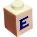 LEGO White Brick 1 x 1 with Serif Blue &quot;E&quot; (3005)