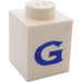 LEGO White Brick 1 x 1 with Serif Blue &quot;G&quot; (3005)