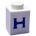 LEGO White Brick 1 x 1 with Serif Blue &quot;H&quot; (3005)