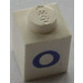 LEGO White Brick 1 x 1 with Serif Blue &quot;O&quot; (3005)
