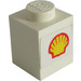 LEGO Wit Steen 1 x 1 met Shell logo Sticker (3005)