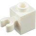 LEGO Weiß Backstein 1 x 1 mit Vertikale Clip (O-Clip öffnen, Hohlbolzen) (60475 / 65460)