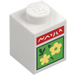 LEGO White Brick 1 x 1 with Yellow flowers (3005 / 106569)