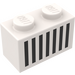 LEGO White Brick 1 x 2 with Black Grille with Bottom Tube (3004)