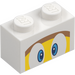 LEGO Bianco Mattoncino 1 x 2 con Boomerang Viso con Blu Occhi con tubo alla base (3004 / 94319)