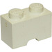 LEGO White Brick 1 x 2 with Cable Holding Cutout Round