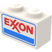 LEGO White Brick 1 x 2 with Exxon Logo Stickers from Set 6375-2 with Bottom Tube (3004 / 93792)
