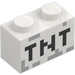 LEGO White Brick 1 x 2 with Minecraft &#039;TNT&#039; with Bottom Tube (3004 / 19180)