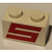LEGO blanc Brique 1 x 2 avec rouge &quot;S&quot; avec tube inférieur (3004)