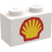 LEGO Wit Steen 1 x 2 met Shell logo (Groot) (3004)