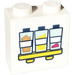 LEGO White Brick 1 x 2 x 1.6 with Studs on One Side with Shelf, Glasses Sticker (22885)